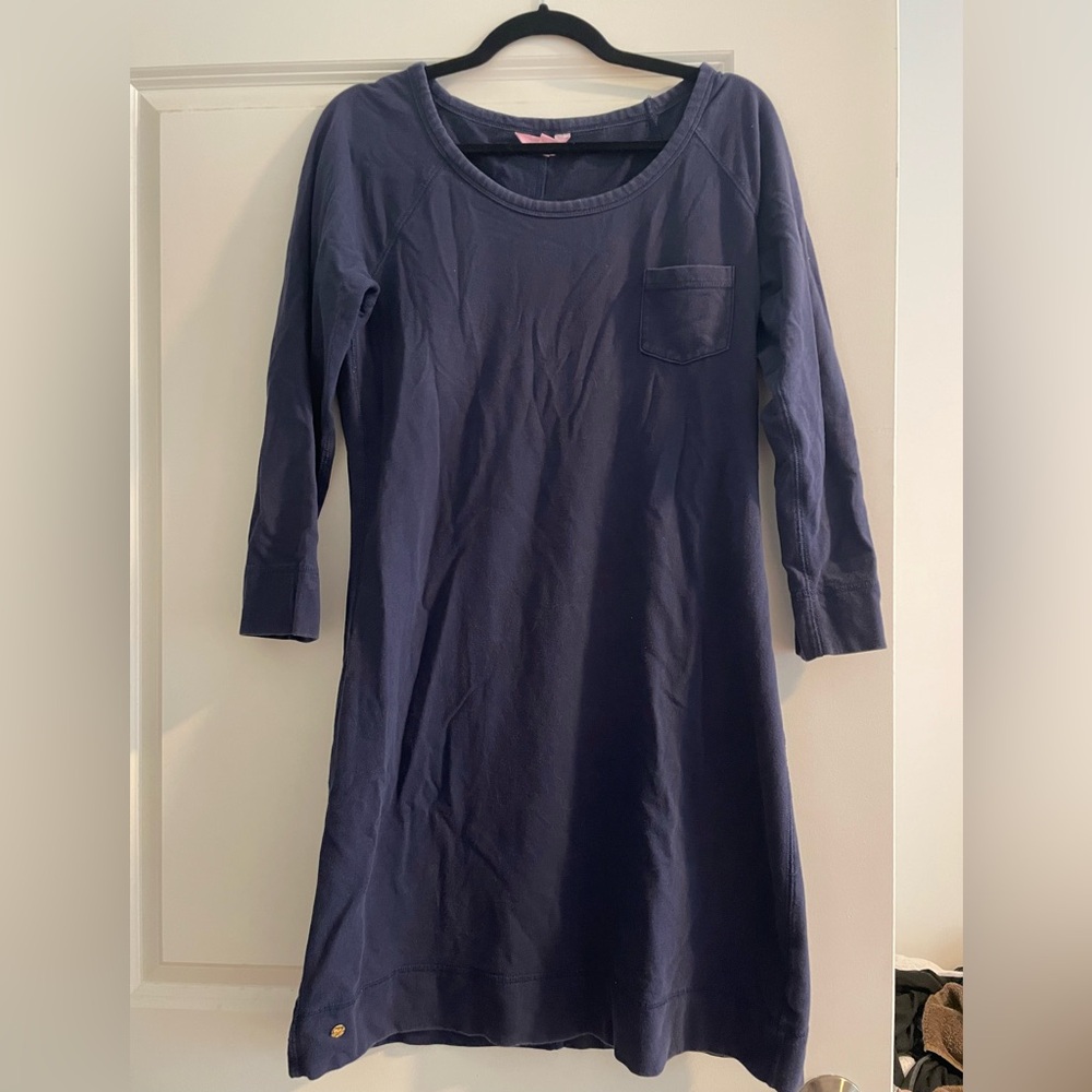 Lilly Pulitzer Blue Long Sleeve Crew Neck Dress